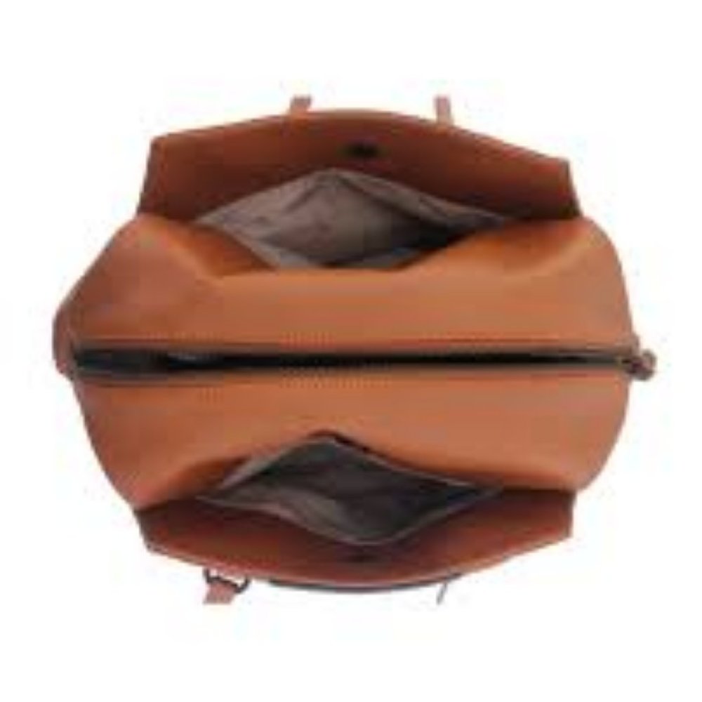 #042 NWT Foley + Corinna "Hygge Tower Satchel" Cognac Vegan Leather - Picture 7 of 11